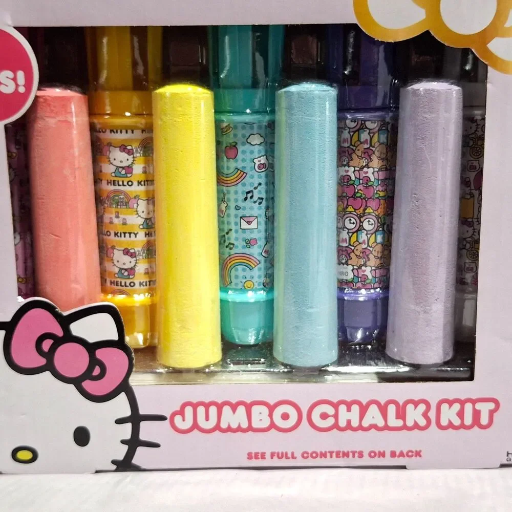Hello Kitty Jumbo Chalk Kit 5 Sets Sidewalk Art Stencil Horizon Group New